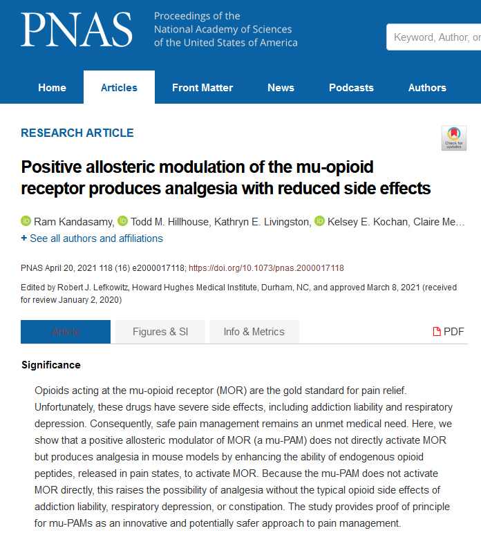 身体的天然止痛剂可以被加强：比阿片类药物的副作用更小