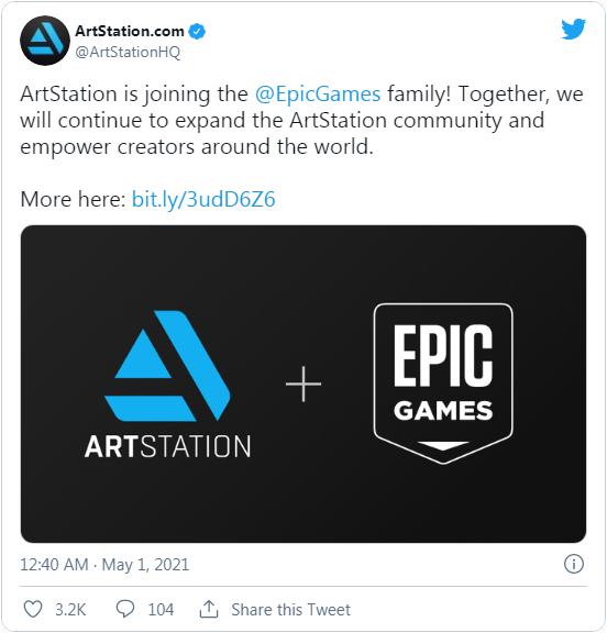 Epic完成对ArtStation的收购 市场费率从30%下调至12%
