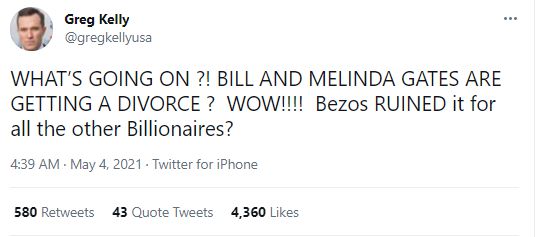盖茨夫妇离婚令太多人震惊，他们则关闭了推特评论
