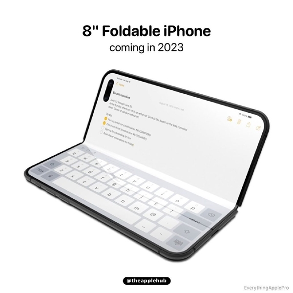 折叠屏iPhone渲染图曝光：左右对折、可秒变掌上电脑