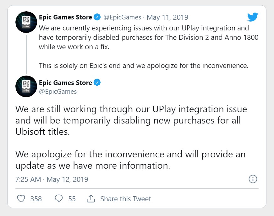 Epic老总想育碧老总道歉：下架育碧游戏我们全责