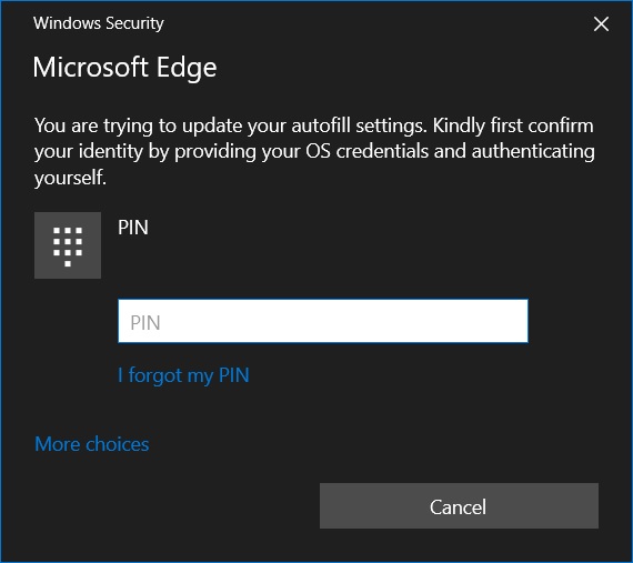 Edge 92打通了已保存密码的Windows Hello身份验证