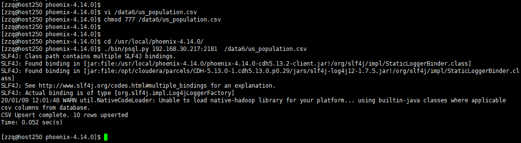 hadoop组件---面向列的开源数据库(十)--使用phoenix自带工具执行sql脚本以及批量导入数据到hbase中