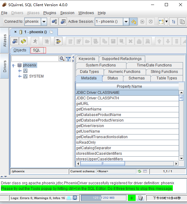 hadoop组件---面向列的开源数据库(九)--使用phoenix图形界面客户端查询hbase