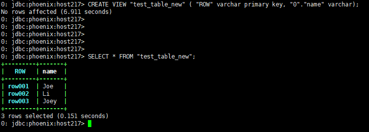 hadoop组件---面向列的开源数据库(七)--phoenix查询hbase--映射和常用命令