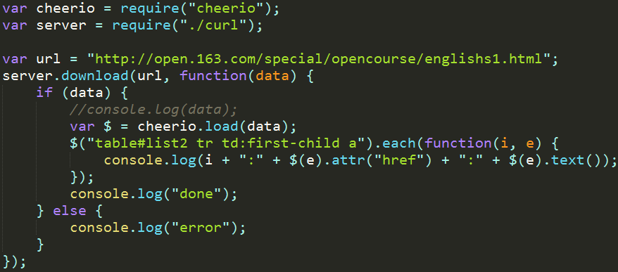 nodejs+cheerio爬虫测试