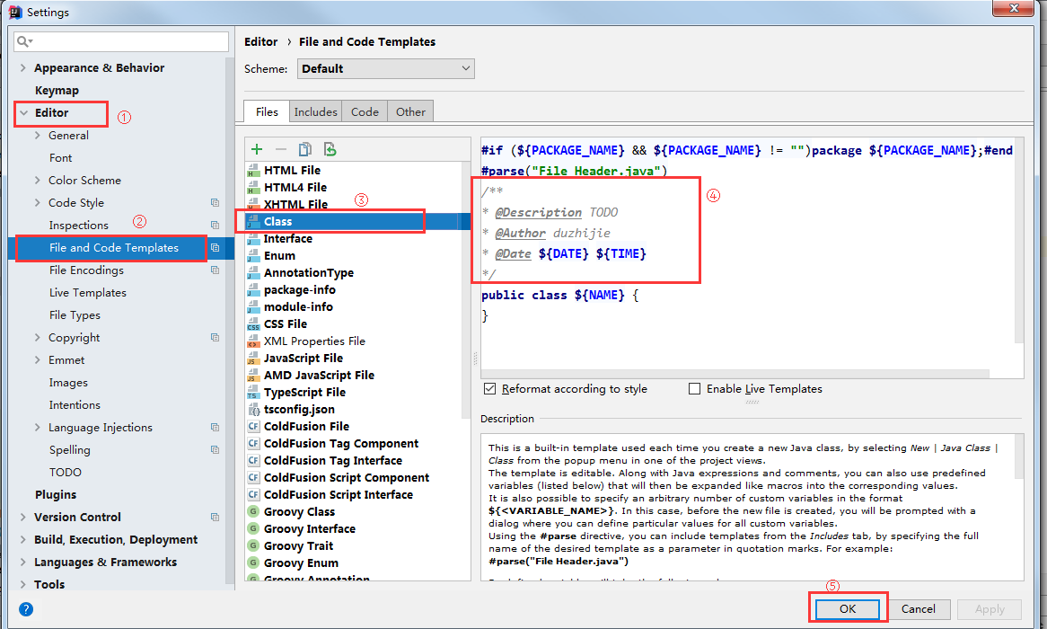 IntelliJ Idea注释模板--类注释、方法注释