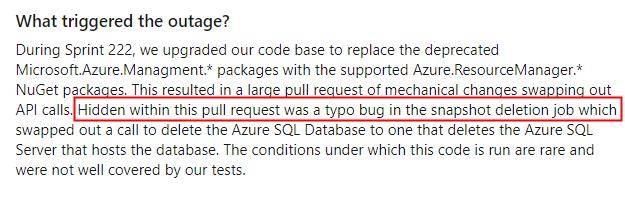 故障最佳实践经验 – 一个简单代码错拼、误删 17 个生产级数据库,宕机10小时