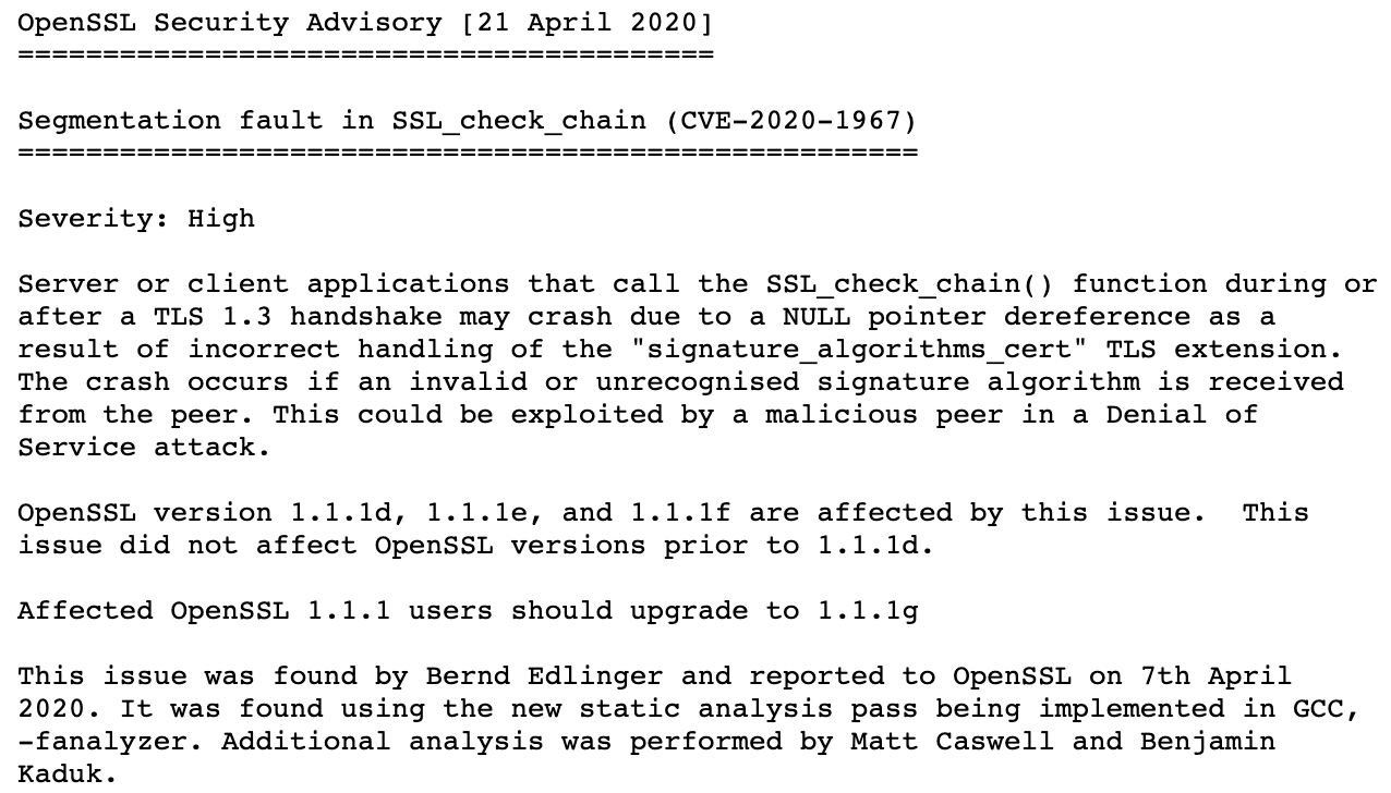 OpenSSL 高危漏洞影响 OpenSSL 1.1.1 的多个版本
