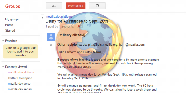 因新漏洞问题 Firefox 49 发布时间将延期一周