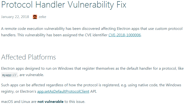 开源框架 Electron 存在远程攻击漏洞 大量应用或受影响