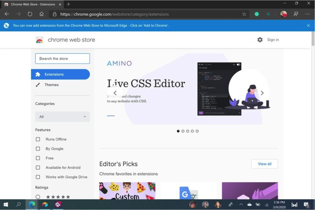 谷歌移除 Edge 访问 Chrome Web Store 时的安全提醒