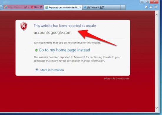IE 浏览器说 Google 帐户登录界面不安全