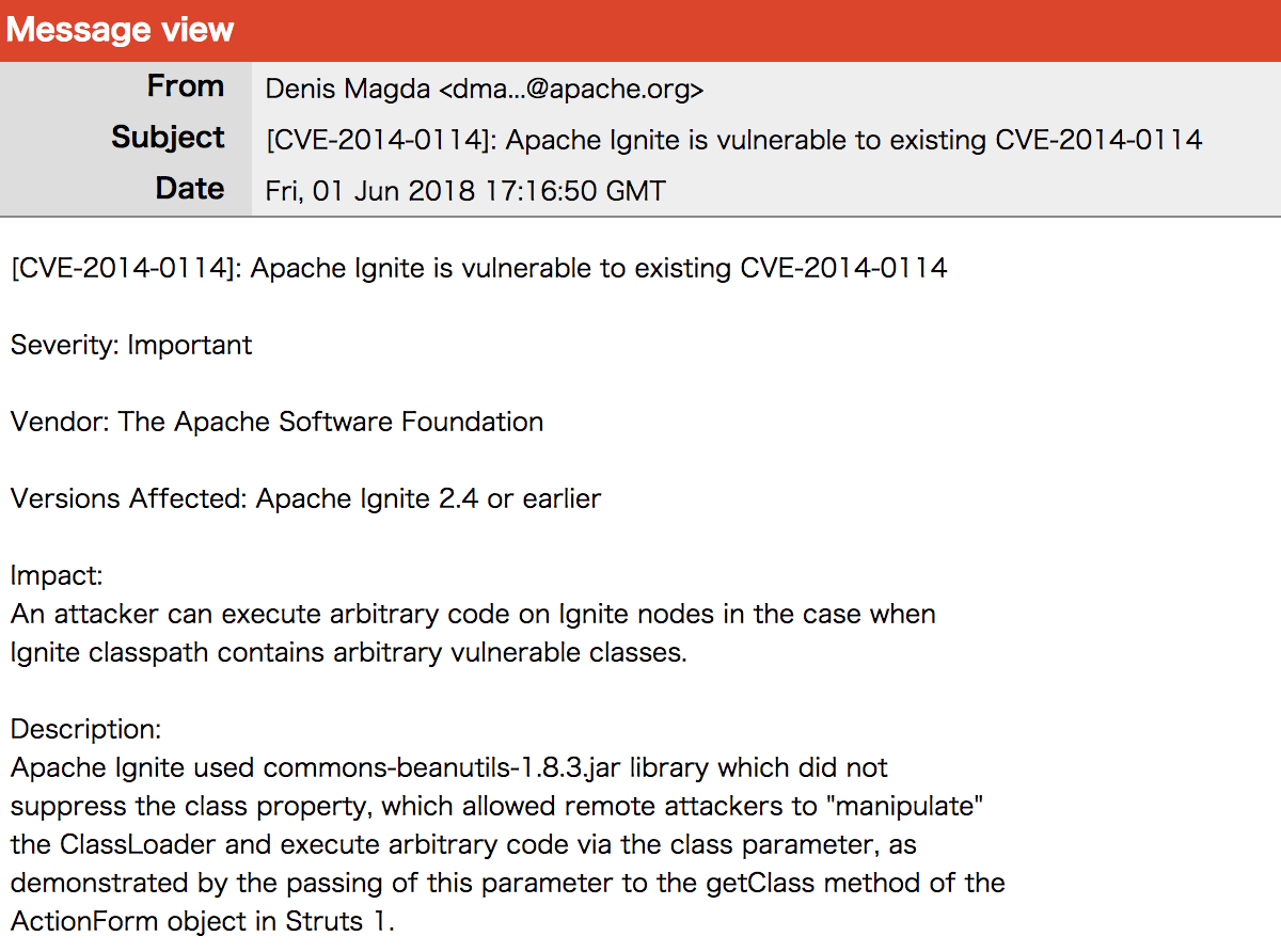 Apache Ignite 高危漏洞预警：攻击者可执行任意代码