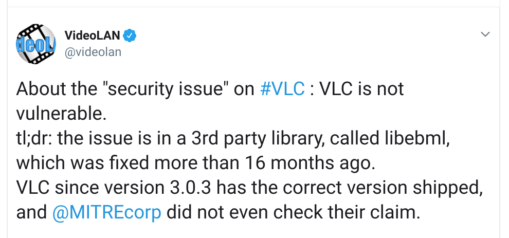 VideoLAN 回应：VLC 远程代码执行漏洞早就修复了！