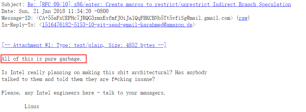 又说骚话,Linus 再次严辞拒绝 Intel CPU 漏洞补丁